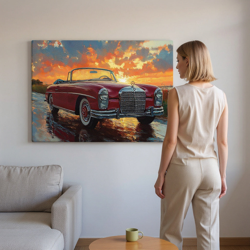 Crimson 220 SE Cabriolet At Sunset Canvas Print
