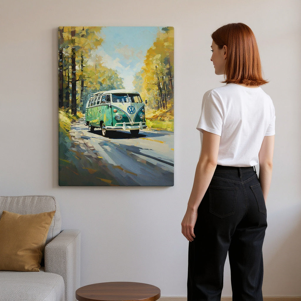 Emerald Green Type 2 Rides Through The Woods Canvas Print