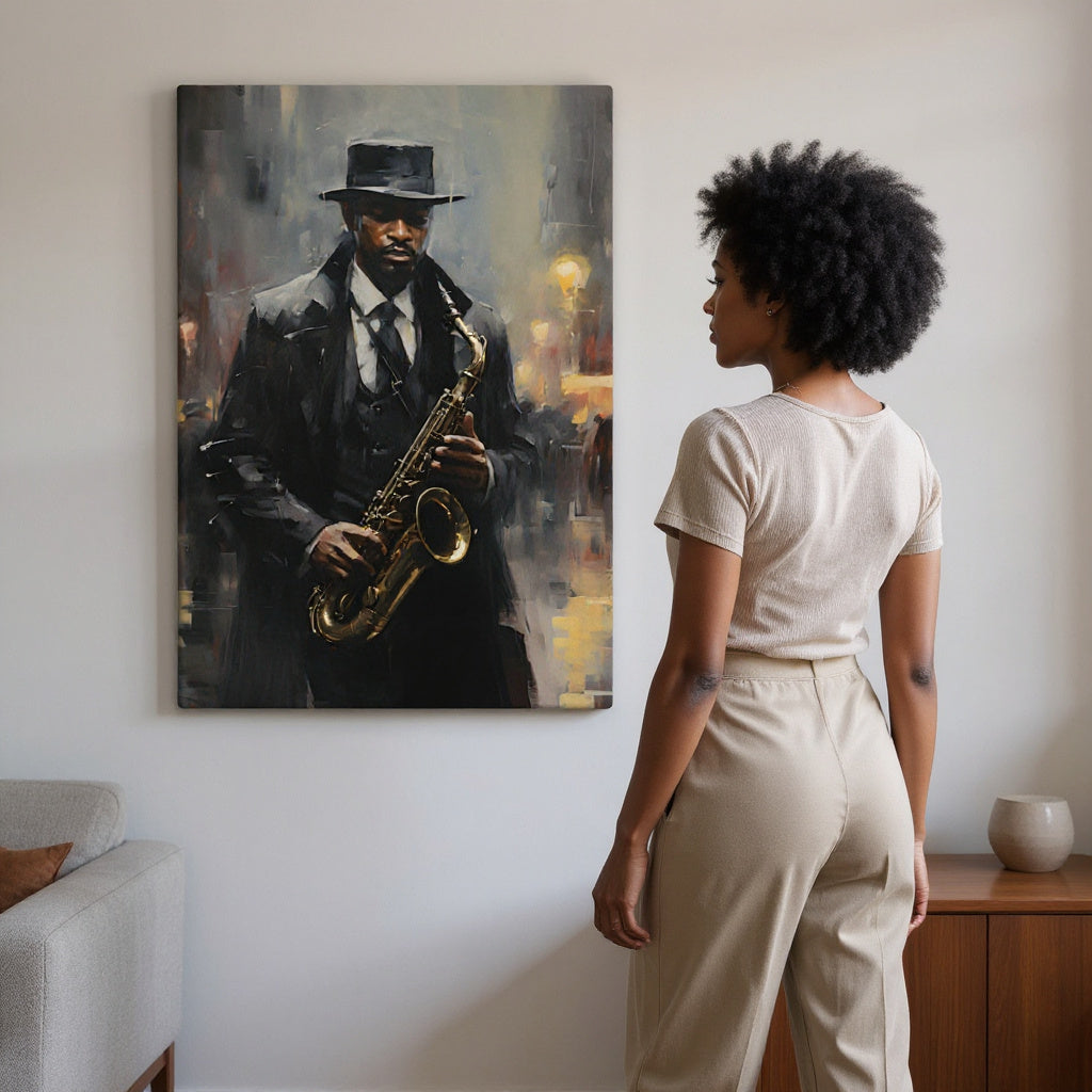 Sax In The Streets Canvas Print