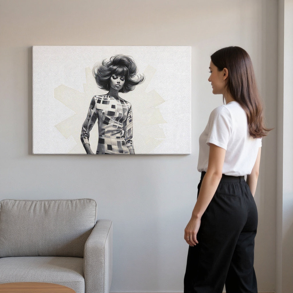 She Stuns In Black And White Canvas Print