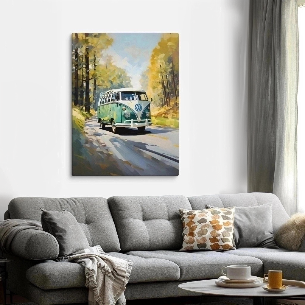 Emerald Green Type 2 Rides Through The Woods Canvas Print In Home