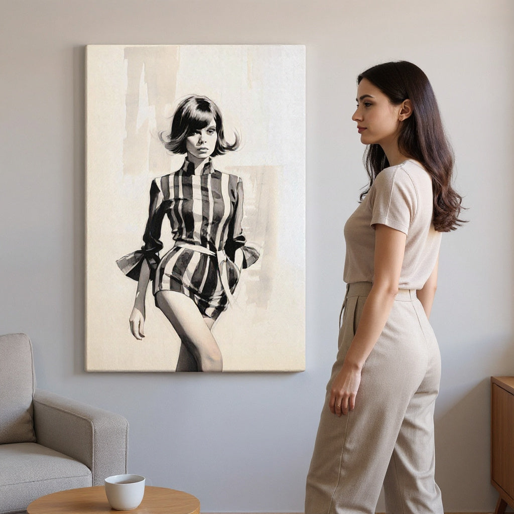 She Struts In Stripes Canvas Print