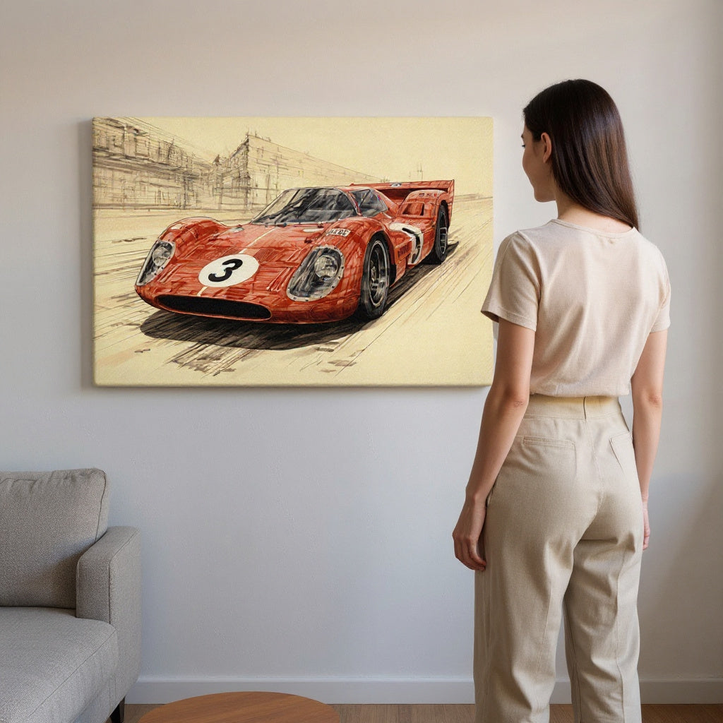 Varsity Red 330 P2 On The Race Track Canvas Print
