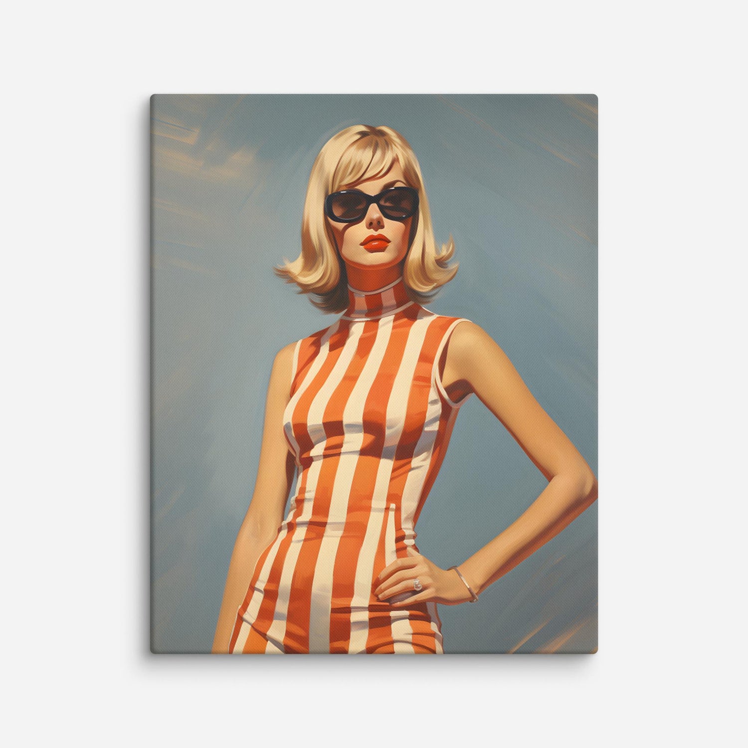 She Strikes A Pose In A One Piece Canvas Print