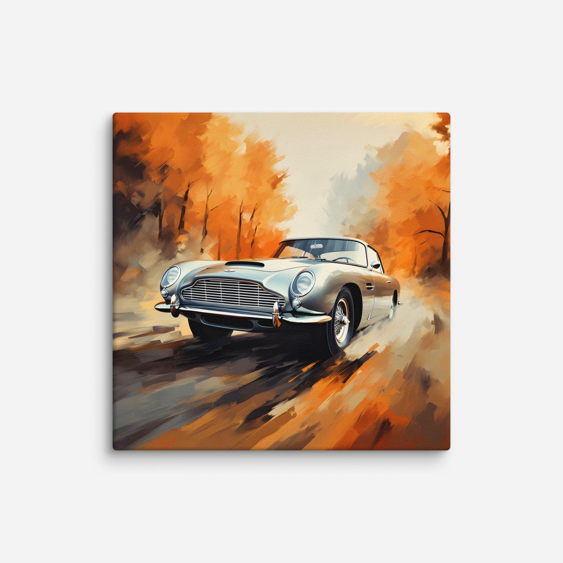 Silver DB5 Takes A Ride In Autumn Canvas Print